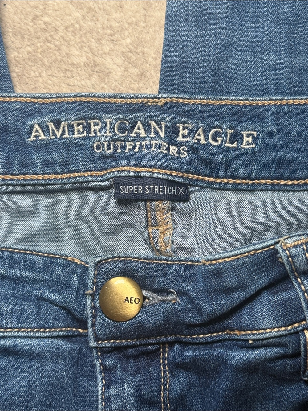 American Eagle Outfitters Blue Jean Denim Hi-Rise Jegging Distressed 16 Long - Picture 9 of 9